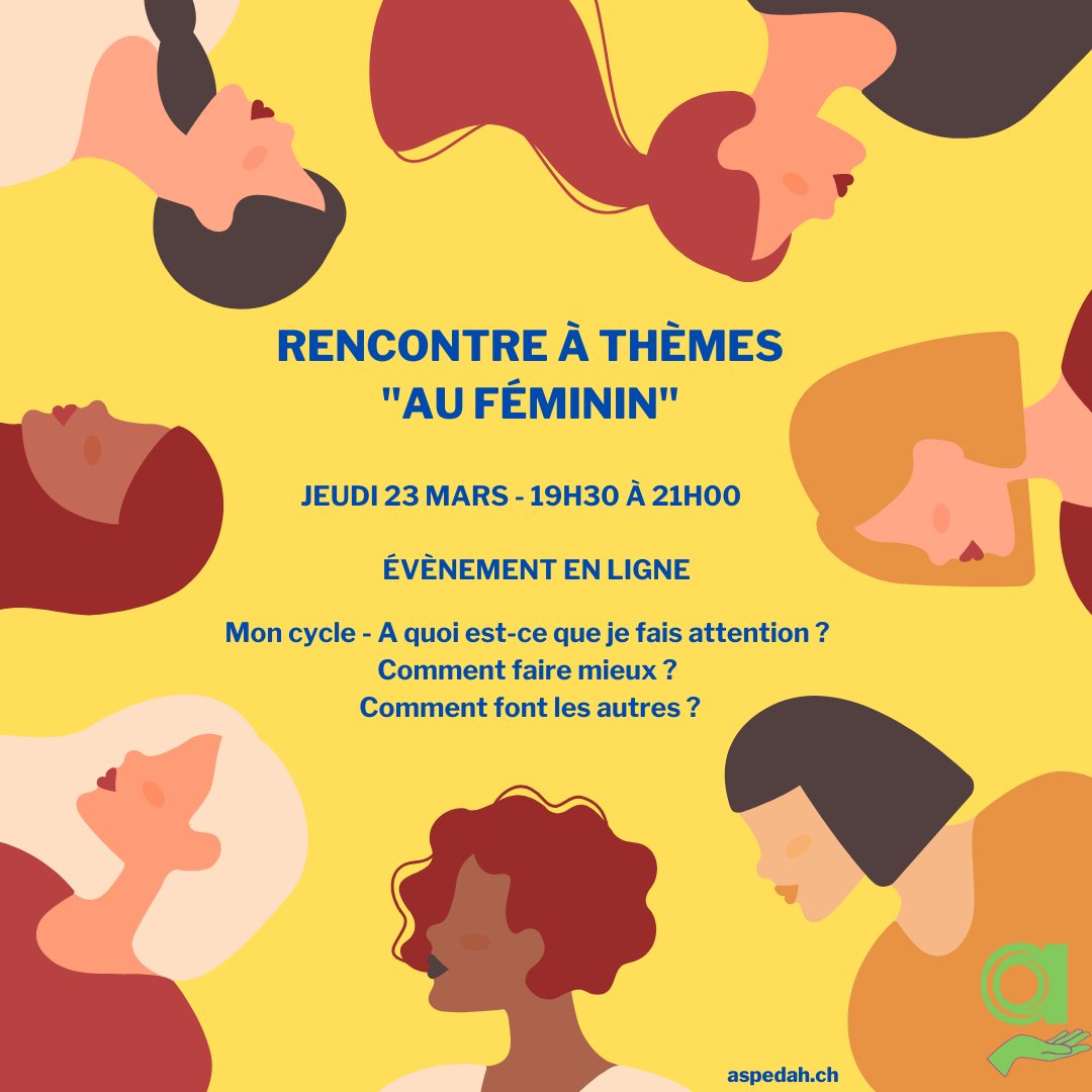 ASPEDAH1's tweet photo. TDAH | RENCONTRE À THÈMES "AU FÉMININ"
23 Mars 2023 | 19:30 - 21:00
Cet espace réservé aux filles et aux femmes atteintes de TDAH ou autodéclarées TDAH partage vos histoires de vie TDAH. 
https://t.co/FtwQna125f https://t.co/A6wZZyfXCC