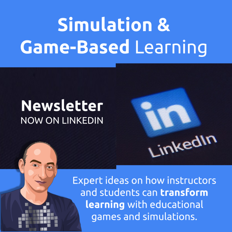Join 6,000 teachers, trainers, and others who follow my 'Simulation & Game-Based Learning' Newsletter by email or on LinkedIn.  

TeachingSuperhero.com