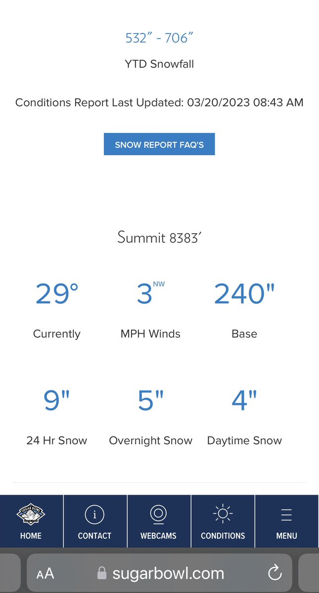 SnowPalsDotOrg's tweet photo. @UCB_CSSL Woohoo🥳! We probably should slow down with the snow dance now? 😂😉 Btw, huge congratulations goes to @sugarbowlresort at📍 629 Sugar Bowl Rd
Norden CA 95724 for hitting 706” ❄️, so Now what⁉️ TIME TO PLAY as winter’s about to say: “TIME TO SAY GOODBYE” to #whatThePOW year CAwx https://t.co/4w8yKaMOkk