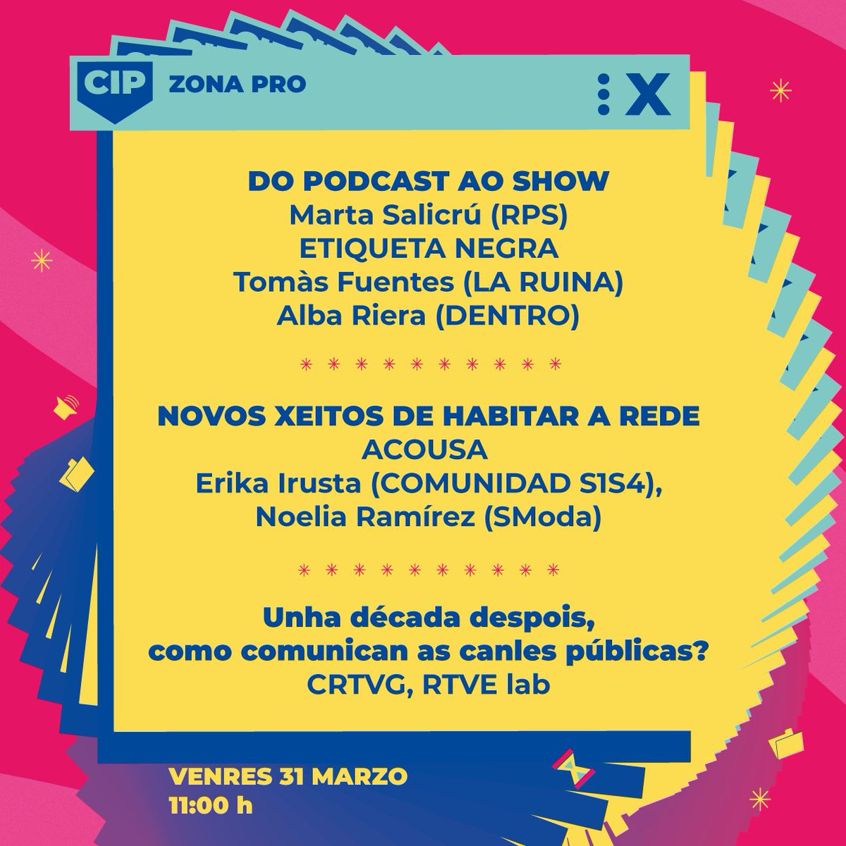 InterplayFest's tweet photo. O 31 de marzo Carballo volve converterse nun punto de encontro entre profesionais na nosa #ZONAPRO 🫱🏻🫲🏼✨
🔖 SOLICITA A TÚA ACREDITACIÓN GRATUÍTA ANTES DO 28 DE MARZO
🔗 https://t.co/4OgIBWCkZO
💺Salón de actos do Pazo da Cultura de Carballo
💻 Tamén en streaming! https://t.co/Vet9z7iWFZ