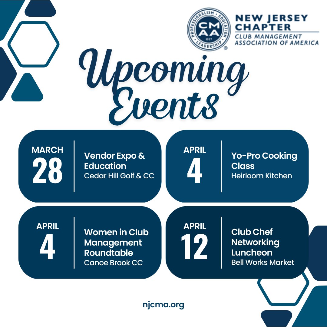 Attention NJCMA Members!  Please visit ow.ly/uUoZ50NmV52 today to check out the lineup of upcoming events.  There's something for everyone, and it's a great way to engage your staff by encouraging them to attend.
Hope to see you soon!