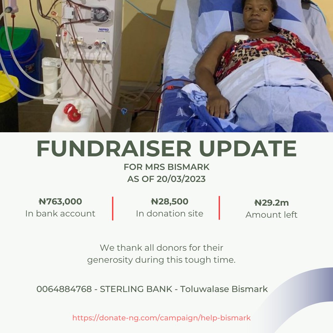 helpmrsbismark's tweet photo. UPDATE!

Can we please take it to a million? 

Mrs Bismark is in the hospital and needs our help 🙏🏾

#HelpMrsBismark https://t.co/Ym9XNmI79Q