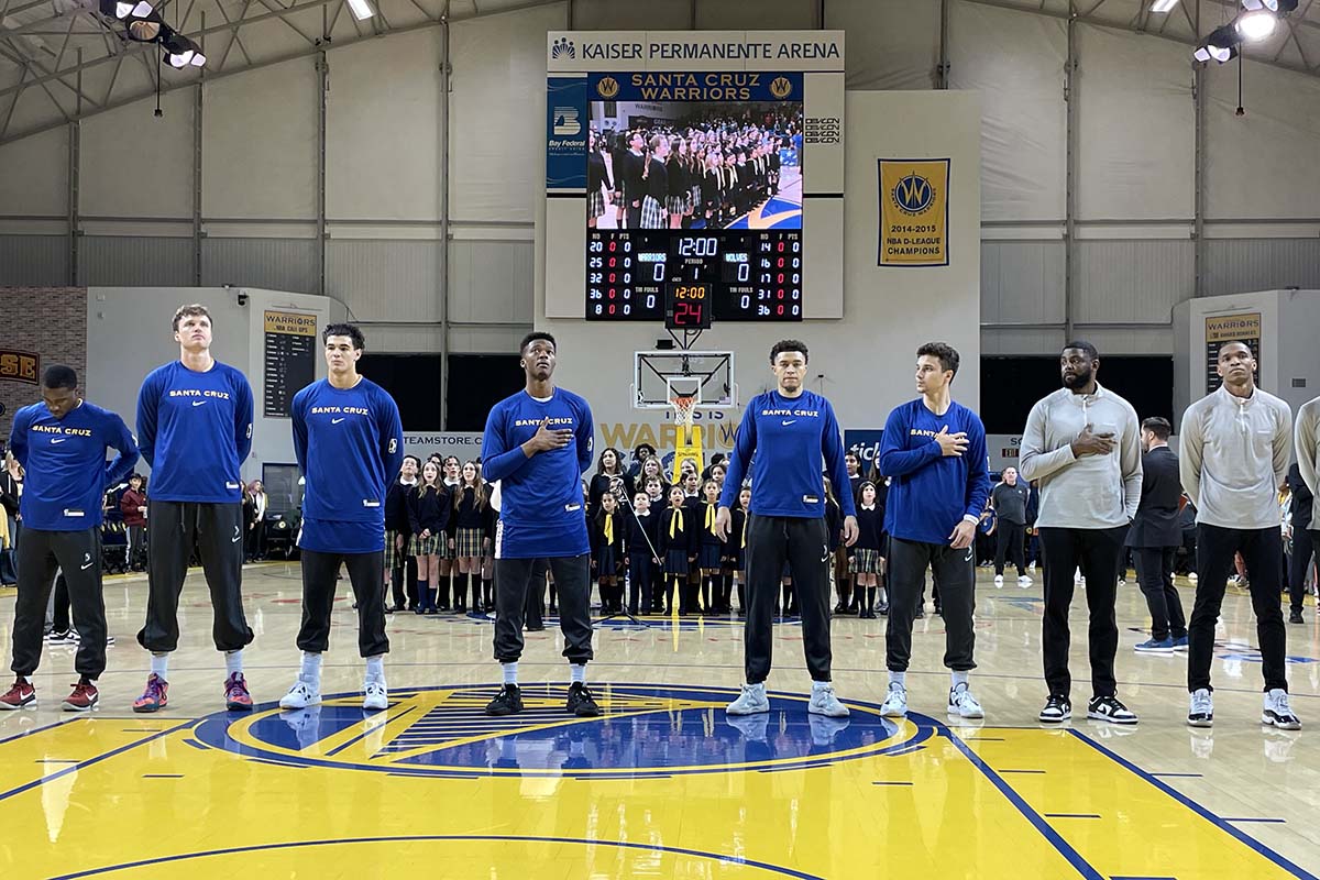 Our students teamed up with <a href="/catalina_prek8/">Catalina Lower & Middle School</a> to sing the national anthem and perform the halftime show at Saturday's <a href="/GLeagueWarriors/">Santa Cruz Warriors</a> game! Thanks to the Warriors for the opportunity, and congrats to the Cougars for seizing it! #catalinagirlscan #trulycatalina