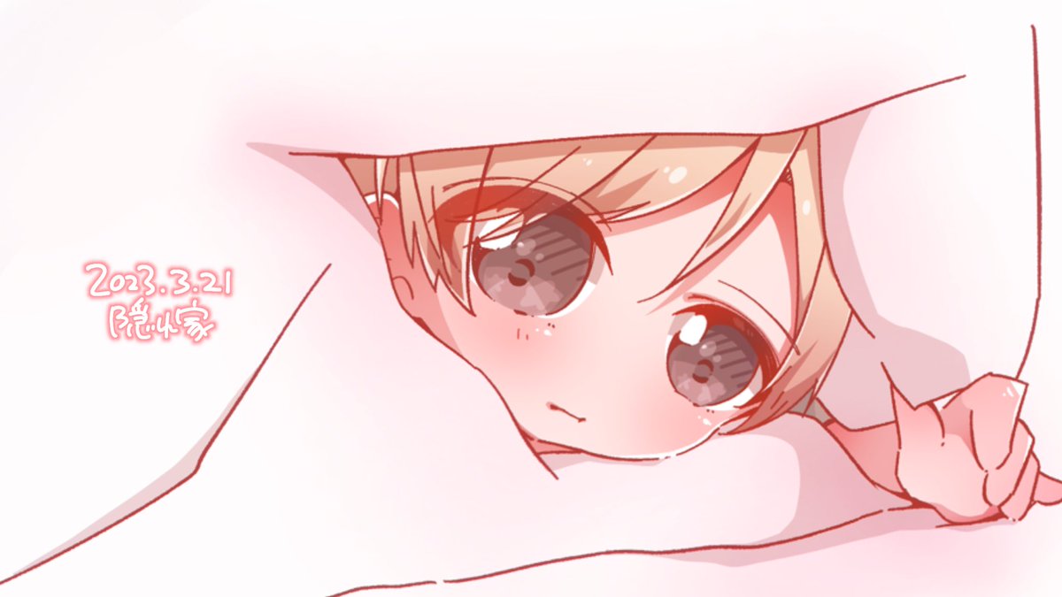 morikubo nono 1girl solo under covers dated blush brown eyes blanket  illustration images