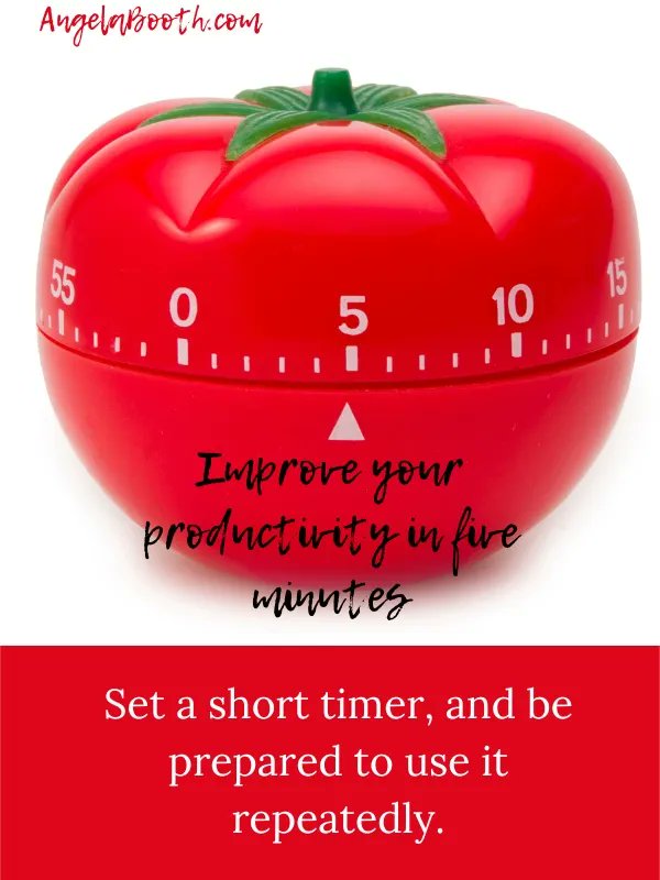 angee's tweet image. Battling procrastination? Me too. Here's something which helps (set a timer for 5 minutes. You can stand anything for 5 minutes.)

#pomodoro #timers #gtd

Improve Your Productivity With Timers: 4 Tips To Help buff.ly/3fmn90s