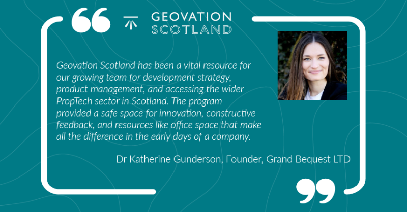 RegistersOfScot's tweet photo. Interested in applying for the latest #GeovationScotland accelerator programme?

We spoke to Dr Katherine Gunderson, founder of @GrandBequest about her experience of the programme ⬇️

Find out more and apply at https://t.co/1Z6nL1bUOx https://t.co/ssXFB0bCTH