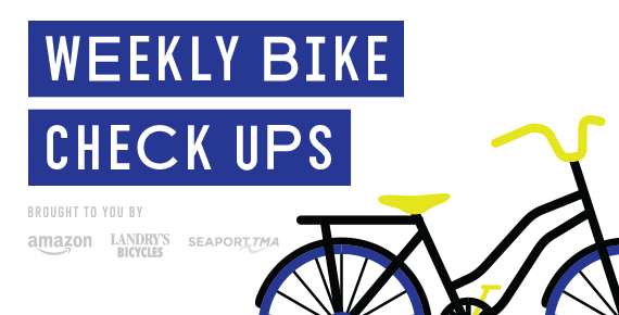Bike Seaport will be kicking off on April 12! Bring your bike to Seaport Common for a free check-up with mechanics from @LandrysBoston, cosponsored by @seaportbos and @amazon. Bike Seaport is every Wednesday morning from 4/12-9/27. Read more and sign up: seaporttma.org/bike-seaport