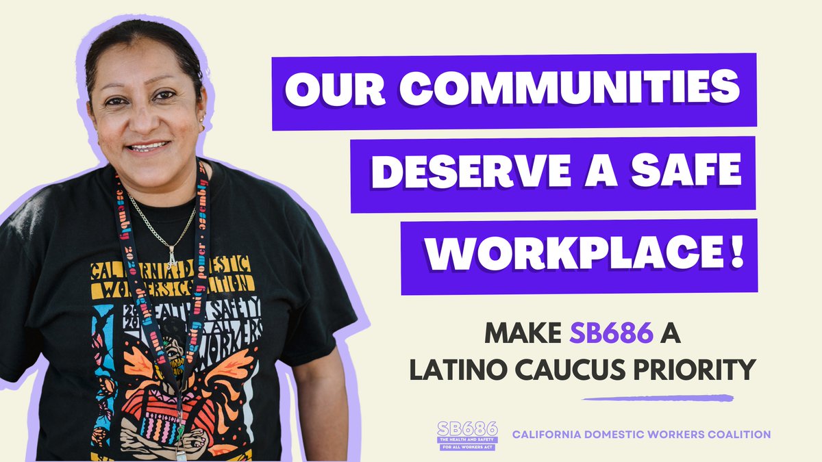 CADomesticWorker (@cadomesticwrker) on Twitter photo Our families and communities deserve a safe workplace! We hope that SB686 will be a priority for the #LatinoCaucus! <a href="/AsmLisaCalderon/">Assemblymember Lisa Calderon</a> <a href="/AsmJuanCarrillo/">Assemblymember Juan Carrillo</a> <a href="/AsmEGarcia/">Asm. Eduardo Garcia</a> <a href="/AsmPacheco/">Assemblywoman Blanca Pacheco</a> <a href="/AsmJamesRamos/">Assemblymember James C. Ramos</a> <a href="/AsmRodriguez53/">Freddie Rodriguez</a> <a href="/AsmValencia/">Assemblymember Avelino Valencia</a> <a href="/AsmVillapudua/">Assemblymember Carlos Villapudua</a> <a href="/AsmRickZbur/">Assemblymember Rick Chavez Zbur</a> #SB686 #CAleg #MyHealthMyDignity Our families and communities deserve a safe workplace! We hope that SB686 will be a priority for the #LatinoCaucus! <a href="/AsmLisaCalderon/">Assemblymember Lisa Calderon</a> <a href="/AsmJuanCarrillo/">Assemblymember Juan Carrillo</a> <a href="/AsmEGarcia/">Asm. Eduardo Garcia</a> <a href="/AsmPacheco/">Assemblywoman Blanca Pacheco</a> <a href="/AsmJamesRamos/">Assemblymember James C. Ramos</a> <a href="/AsmRodriguez53/">Freddie Rodriguez</a> <a href="/AsmValencia/">Assemblymember Avelino Valencia</a> <a href="/AsmVillapudua/">Assemblymember Carlos Villapudua</a> <a href="/AsmRickZbur/">Assemblymember Rick Chavez Zbur</a> #SB686 #CAleg #MyHealthMyDignity