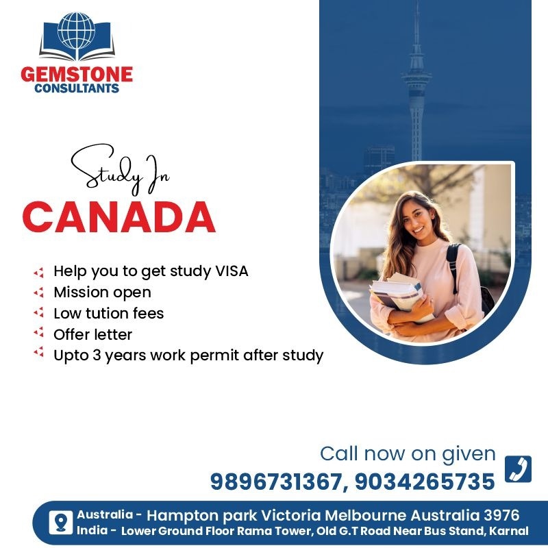 gemstonecons's tweet photo. Canada on your mind?
Here at @gemstoneconsultants1 we have all the visa &amp; package details you would require! 

For more details Connect with Gemstone Consultants, Karnal now at 9896731367, 9034265735. https://t.co/5EvPzM7CA0