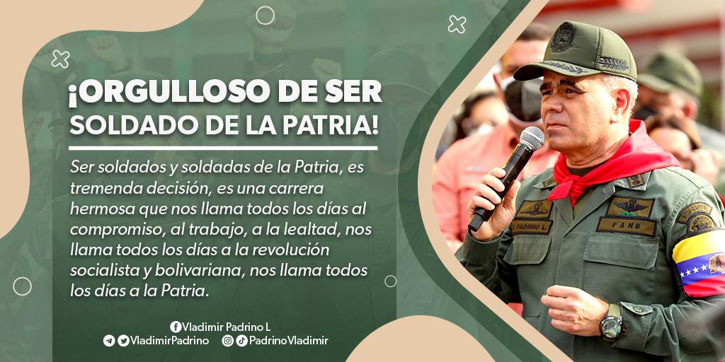 vladimirpadrino's tweet photo. Ser un Soldado Bolivariano es un compromiso eterno con la Patria, es amarla y defenderla a toda costa. Es un apostolado de lealtad, valentía y dignidad ¡Virtuosos Soldados y Soldadas! sigamos siempre al lado del pueblo, amando y defendiendo a Venezuela ¡ORGULLOSO DE SER SOLDADO! https://t.co/kXI1FCg3ch