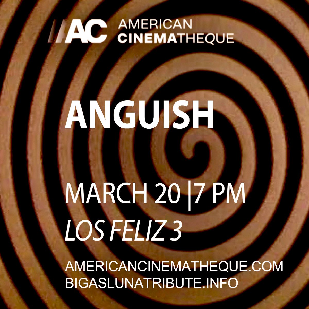 Don’t miss #Anguish tonight @am_cinematheque Starring #ZeldaRubinstein and #MichaelLerner 35mm 
Starts at 7pm in Los Feliz 3 . With pre-recorded intro by filmmaker Javier Gutiérrez @FJ6utierrez @cinematic_void Tickets link below