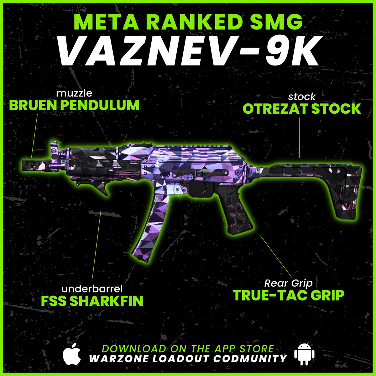 CODMunityGG's tweet photo. 🏆 RANKED SMG - VAZNEV & LACHMANN 🏆

✔️Vaznev-9k is still absolute meta for Ranked Play. 
✔️Don't use the Broadside stock on the Vaznev despite what other accounts are saying. 
✔️Lachmann Sub is an excellent alternative to the Vaznev if you want to try something new. 
✔️For both, you can also remove the muzzle and switch the underbarrel with the Commando or the Edge-47 grip, but Bruen Pendulum + Sharkfin is more balanced IMO.

I also recently posted a class for the VEL-46 that is really good, I just think these two are better overall. 

Follow for more Ranked Play builds or download the app to always be up to date with Warzone 2, MWII, and Ranked loadouts (& 300+ Warzone 1 loadouts if you play Caldera). 
Also coming soon with the most advanced CDL stat tracker on the market.