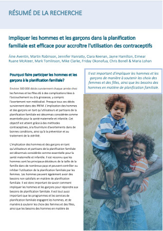 Impliquer les hommes et les garçons dans la planification familiale est efficace pour accroître l'utilisation des contraceptifs: qub.ac.uk/sites/involve-…