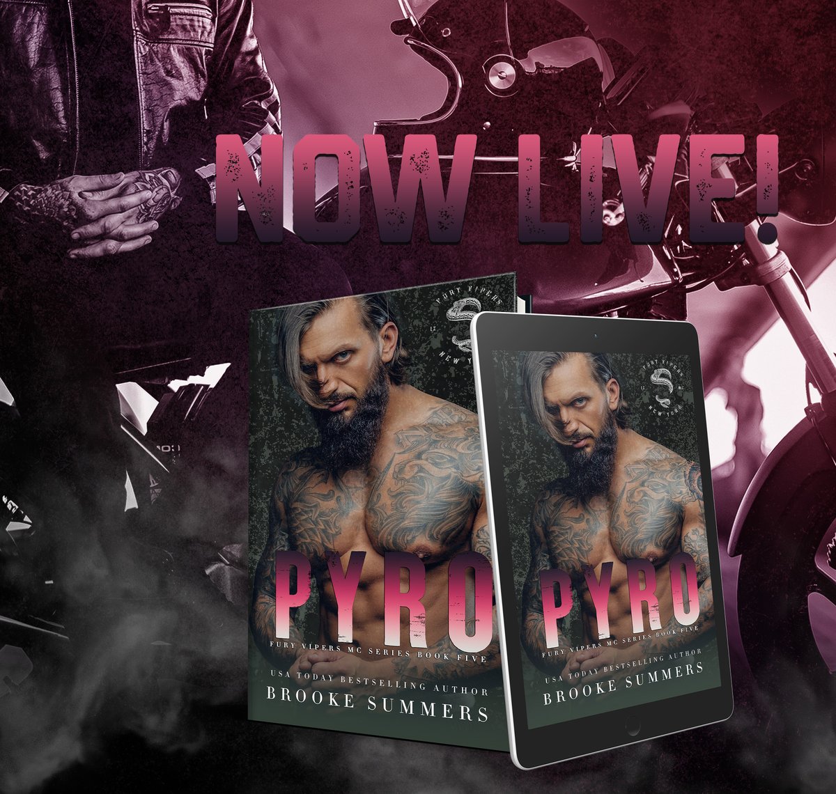🔥𝗥𝗘𝗟𝗘𝗔𝗦𝗘 𝗗𝗔𝗬 𝗜𝗦 𝗛𝗘𝗥𝗘! 🔥
#Pyro #AvailableNow
#PyroRelease #BrookeSummers 
#DarkMCRomance #FuryVipersMCSeries
#ReadToday books2read.com/FuryVipersPyro
#BrookeSummersInfluencers #NewReleaseAlert