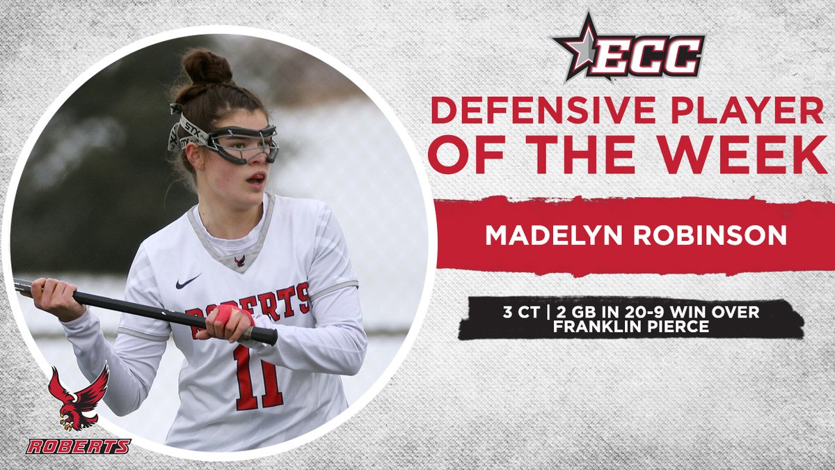 ECCSports's tweet photo. ECC Women's Lacrosse Defensive Player of the Week - Madelyn Robinson, @RobertsRedhawks 

https://t.co/gSfk4YFHmK https://t.co/2byz3GgC6R