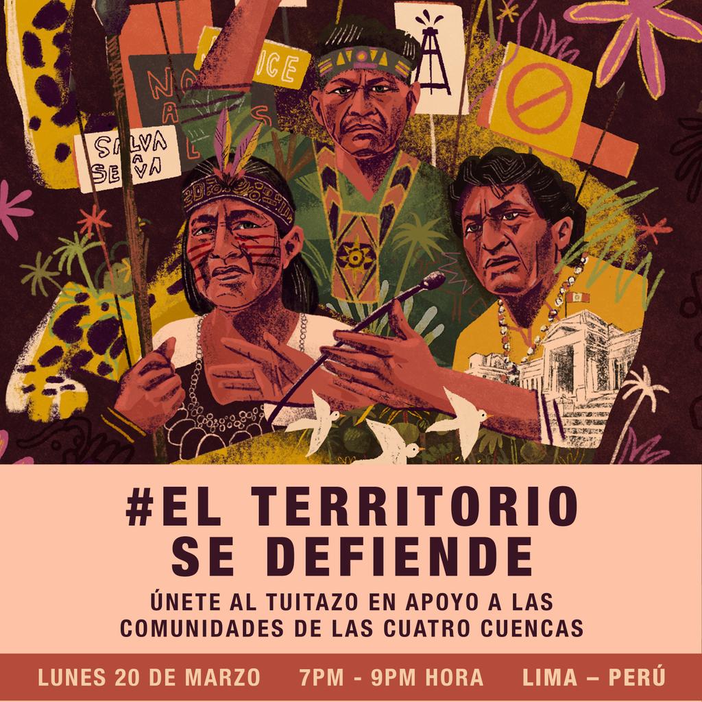 📣 Las comunidades indígenas de las #CuatroCuencas tendrán una importante cita mañana martes 21 en la Corte Superior de Justicia de #Loreto para defender sus territorios ancestrales. Únete hoy al tuitazo #ElTerritorioSeDefiende desde las 7 pm hasta las 9 pm (hora peruana) ✊🏾🌳