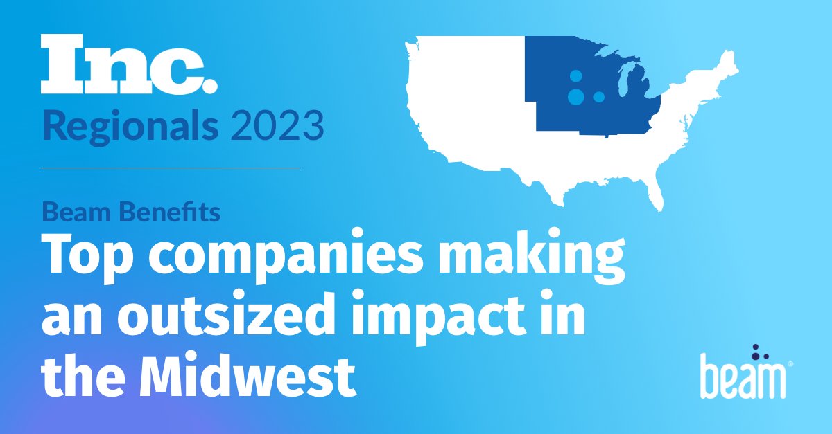 BeamBenefits's tweet photo. We are honored to be included in @Inc.'s list of companies making an outsized impact in the midwest! Read more: https://t.co/zGLsOpuHAF https://t.co/6lvjkUOp4T