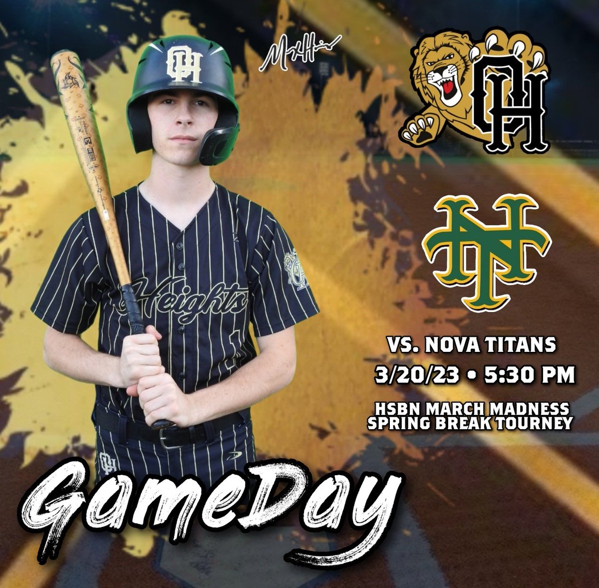 Today your Olympic Heights Lions take on the Nova Titans at 5:30 pm in the second game of the HSBN March Madness tournament. Go Lions! #ohlions #lionsbaseball #lockedin #getonthetrain