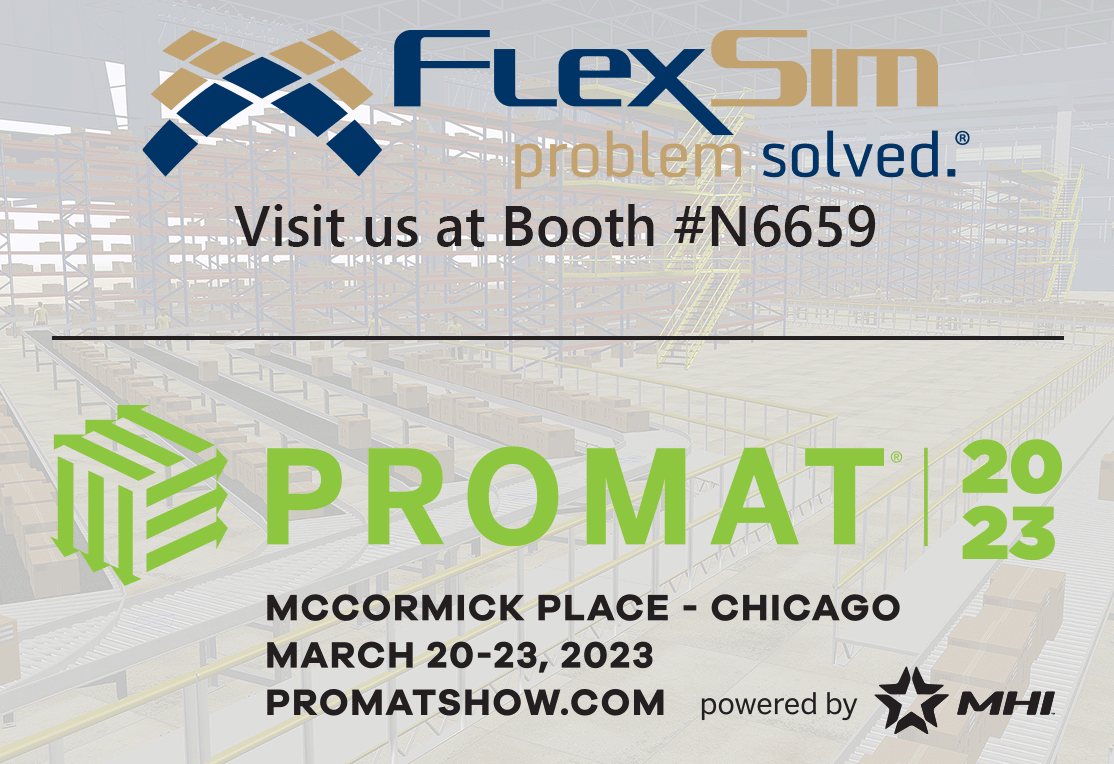 Are you at #ProMat2023? Stop by our booth (N6659) to learn how our #simulation software can improve your #manufacturing and #supplychain processes.