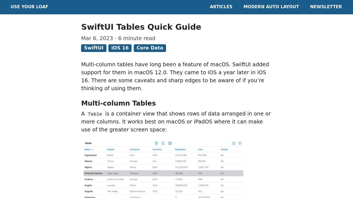 RT @pixel@social.pixels.pizza
SwiftUI Tables Quick Guide

 #SwiftUI #Programming #iOS #macOS  #Swift
useyourloaf.com/blog/swiftui-t…
social.pixels.pizza/@pixel/1100530…