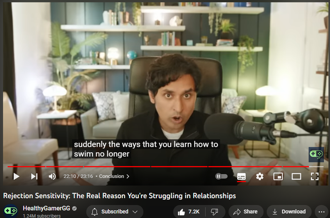 119,062 views  12 Mar 2023
Healthy Gamer Coaches have helped more than 10,000 people across the internet with proven outcomes. 
Learn more here: https://bit.ly/3ljVJet

Dr. K’s Guide to Mental Health explores Anxiety, Depression, ADHD, and Meditation 
with 150+ video chapters in a Final Fantasy-inspired skill tree: https://bit.ly/3GaubzI

Comprehensive mental health resources here: https://explore.healthygamer.gg/menta...


▼ Timestamps ▼
────────────

00:00 - Introduction
02:48 - How does rejection sensitivity develop?
05:35 - Key features of rejection sensitivity
10:31 - What can we do about this?
14:43 - Other interventions
20:13 - Conclusion

────────────

DISCLAIMER

Healthy Gamer is an online community and resource platform for gamers and their families. It does not provide medical services or professional counseling, and it is not a substitute for professional medical care. Our coaches are peer supporters, not professionally trained experts, and they cannot provide medical servi