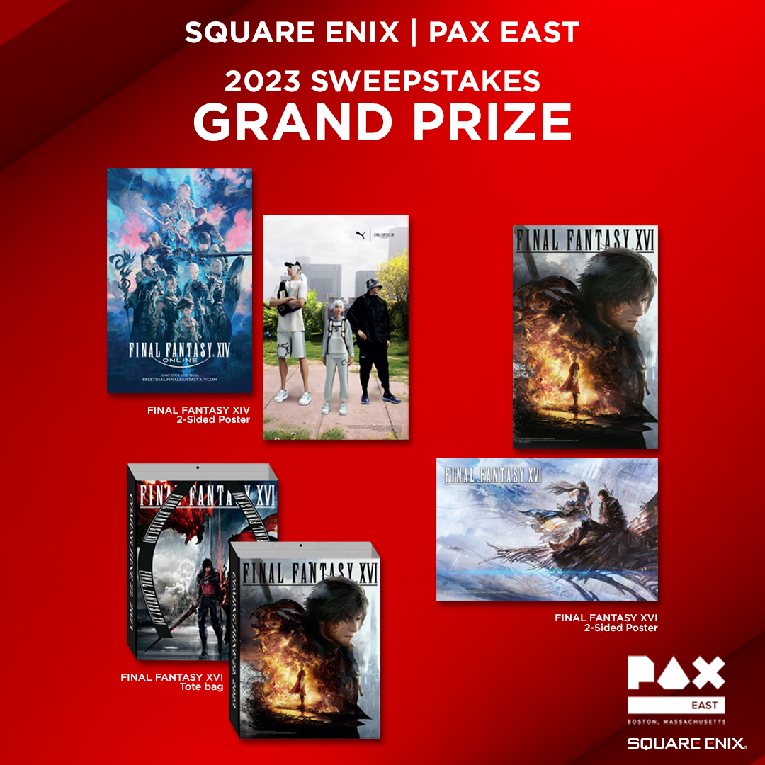 SquareEnix's tweet image. We are celebrating @finalfantasyxvi and @FF_XIV_EN presence at #PAXEast this year with a sweepstakes!

Starting today until March 28, you will have a chance to win a signed posters and more!

For full terms and conditions, please head to the link: sqex.link/paxeast23