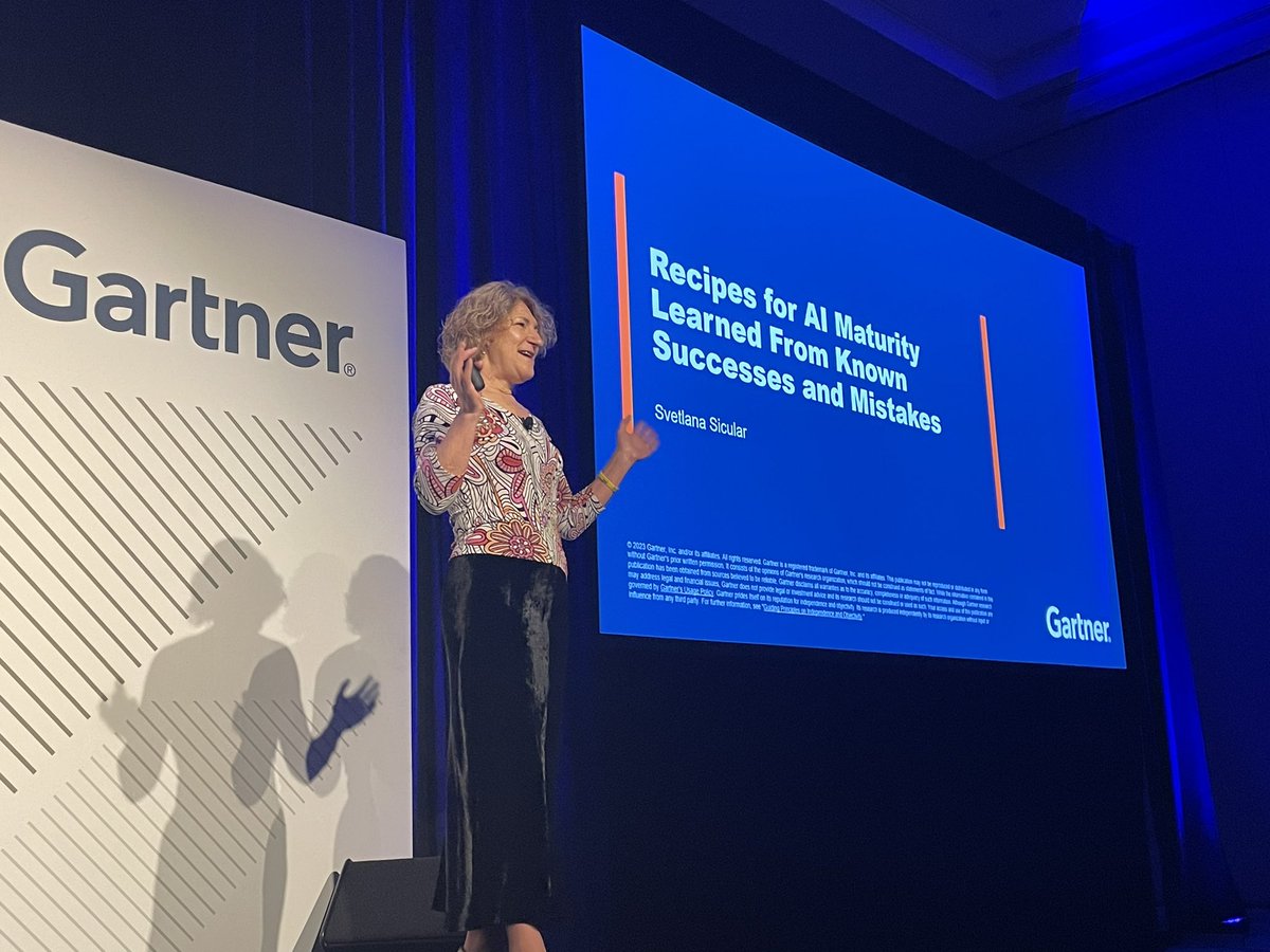 Gartner_inc's tweet image. Live from #GartnerDA | Recipes for AI Maturity Learned From Known Successes and Mistakes with Svetlana Sicular, Gartner VP Analyst: gtnr.it/3JOkYPF