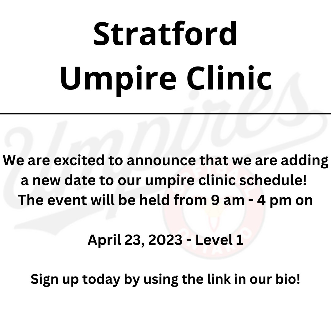 Softball Ontario 🥎 (@softballontario) on Twitter photo NEW UMPIRE CLINICS!
We are excited to annouce that we have posted seven new umpire clinics! NEW UMPIRE CLINICS!
We are excited to annouce that we have posted seven new umpire clinics!