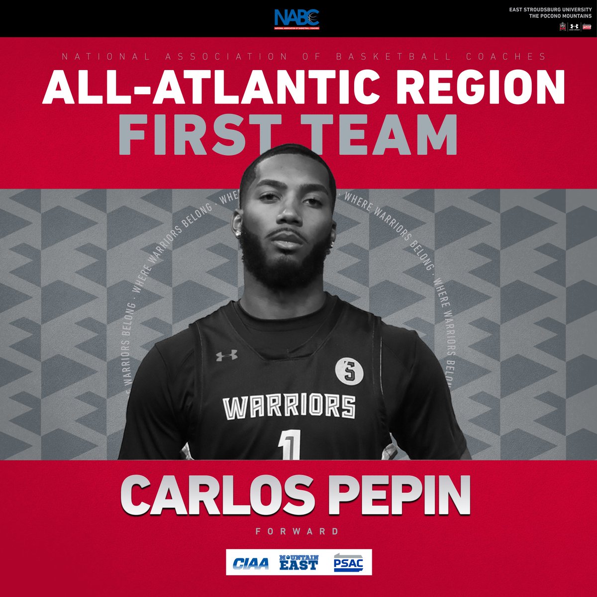ESUWarriors's tweet photo. 𝗡𝗔𝗕𝗖 𝗔𝗟𝗟-𝗥𝗘𝗚𝗜𝗢𝗡 𝗙𝗜𝗥𝗦𝗧 𝗧𝗘𝗔𝗠

Carlos Pepin becomes the first Warrior since 2015 to be named to the NABC all-region first team and just the sixth Warrior overall since 1979-80.

@ESUMBB x #WhereWarriorsBelong https://t.co/KRz2aMULOJ