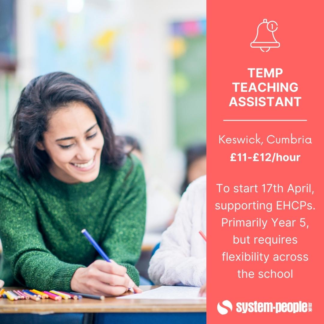 System_people on Twitter "🚨 New job alert for a Temp Teaching Assistant in Keswick! 🚨 📆 Start