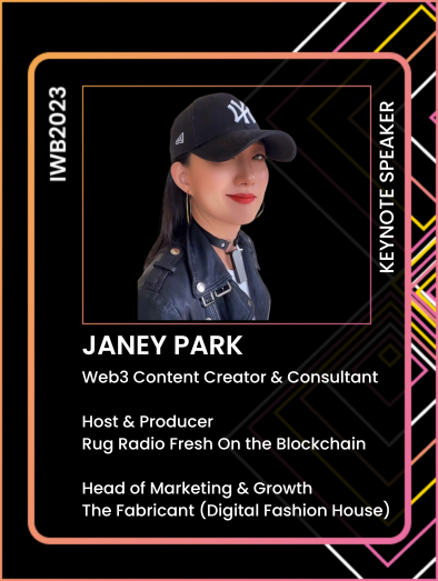 Heads up Stateside frens! 

Our Head of Marketing and Growth @JumpstartJaney is speaking at  <a href="/IWBevent/">International Women of Blockchain</a> in Washington DC on Wednesday >> womenofblockchain.org  

Check out her keynote 'Jumpstart Your Journey into Web3, NFTs and Digital Fashion' for all the alpha💥❤️‍🔥
