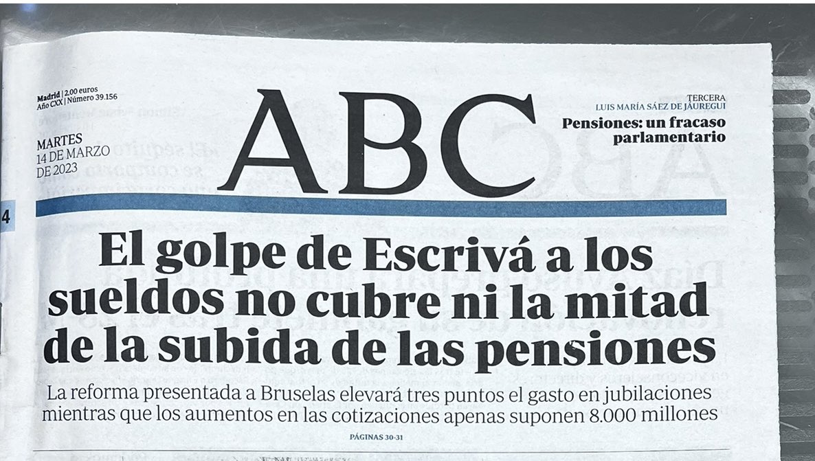 LSaezJauregui's tweet photo. 📣 Comparto #LaTercera de @abc_es , anunciada en su #Portada
☝🏼 Y su necesidad de diálogo en el #Parlamento y de su convalidación en el Congreso del real decreto-con un #cuorum reforzado como siempre ha tenido el #PactoDeToledo
Agradecido a @GarrochoS
https://t.co/dIEEtSMHgR https://t.co/XtdTNJNXsB