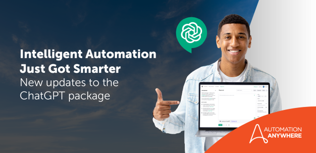 nancy_hauge's tweet photo. 💡 Intelligent Automation just got smarter! The @AutomationAnywh #OpenAI #ChatGPT package has been updated to support GPT-3.5-based APIs. Find out more in this blog article from our CTO @pkohli2: https://t.co/Sss720RP9R https://t.co/9nz1rVAX9H