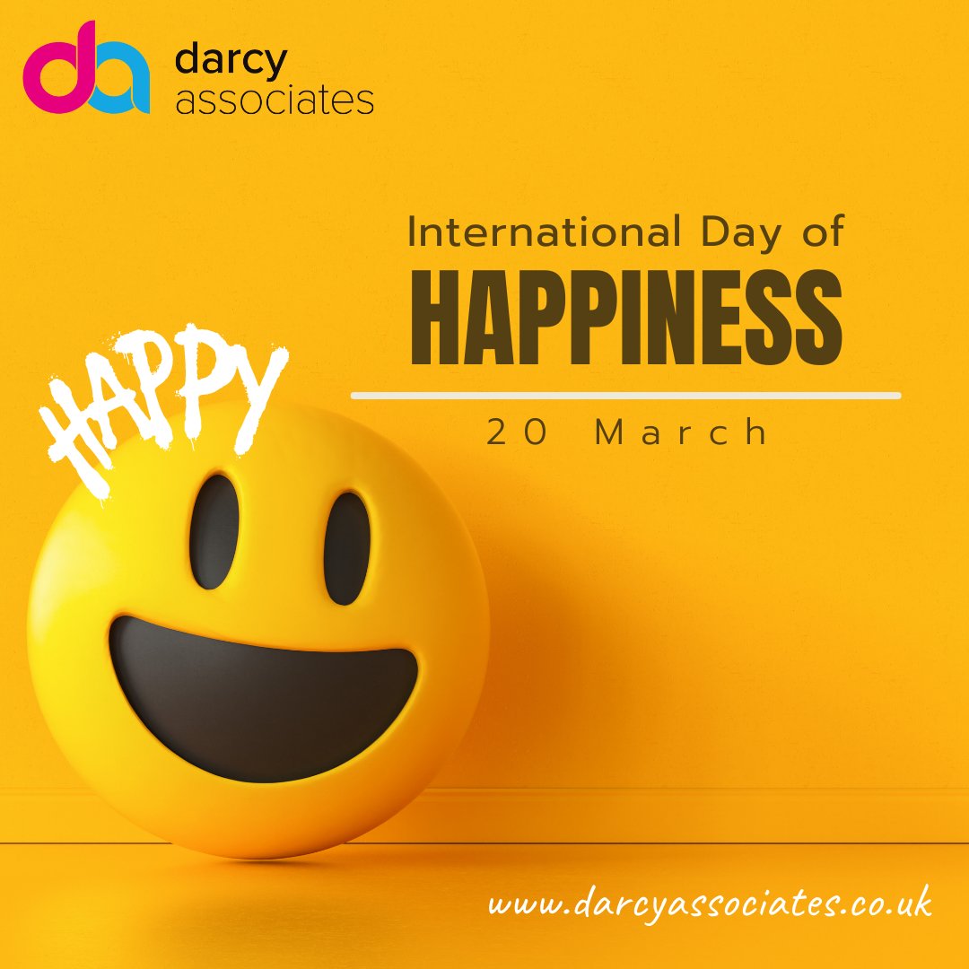 DarcyPeople's tweet photo. Happy International Happiness Day 😁
What are you doing today to make yourself happy?

#DARCYASSOCIATES #BRIDGINGTHESKILLSGAP #DARCYJOBS https://t.co/VAmxO3WexO