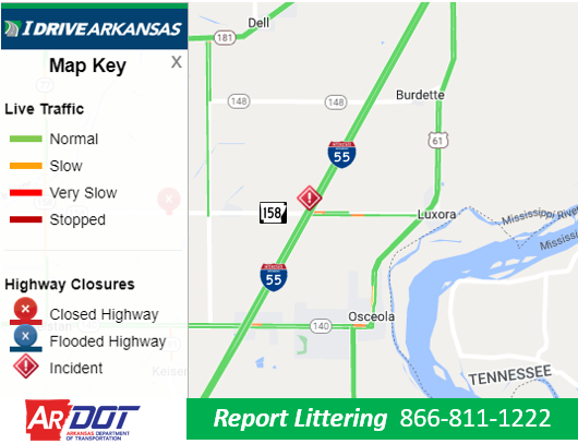 IDrive Arkansas on Twitter: "Mississippi Co: (UPDATE) I-55 SB Exit 53 ...