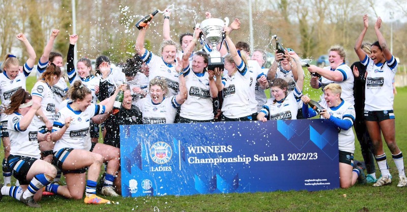 BathRugby's tweet photo. 🏆 @BathRugbyLadies have officially been crowned South 1 champions! 

With three teams competing over the weekend, it was the first XV who stormed to victory in a 62-0 win over Hove Women!

Congratulations to everyone involved with Bath Rugby Ladies on their unbelievable triumph!