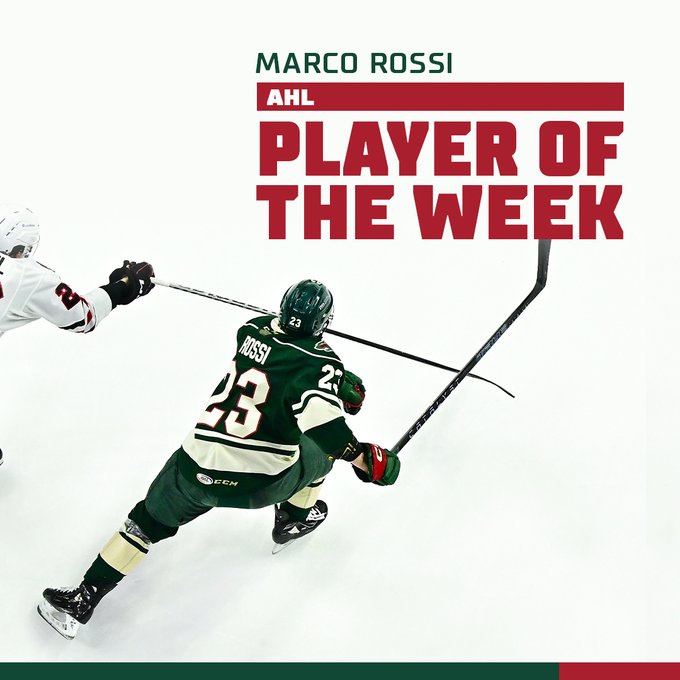 Marco Rossi AHL Player of the Week Graphic