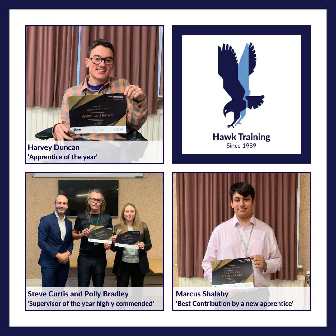 Hawk_Training's tweet photo. We would like to congratulate Harvey Duncan, Marcus Shalaby, Steve Curtis and Polly Bradley for their recent awards at the Ealing Council Apprentice Awards ceremony!
#hawktraining #apprenticeships #award #fyp #congratulations https://t.co/OdAvXLPGy8