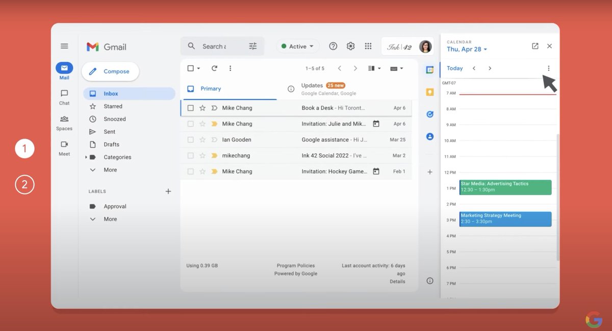 gmail's tweet photo. Open Google Calendar without leaving #Gmail 👉 https://t.co/bis1fegsBb https://t.co/fzfuBmg1D4