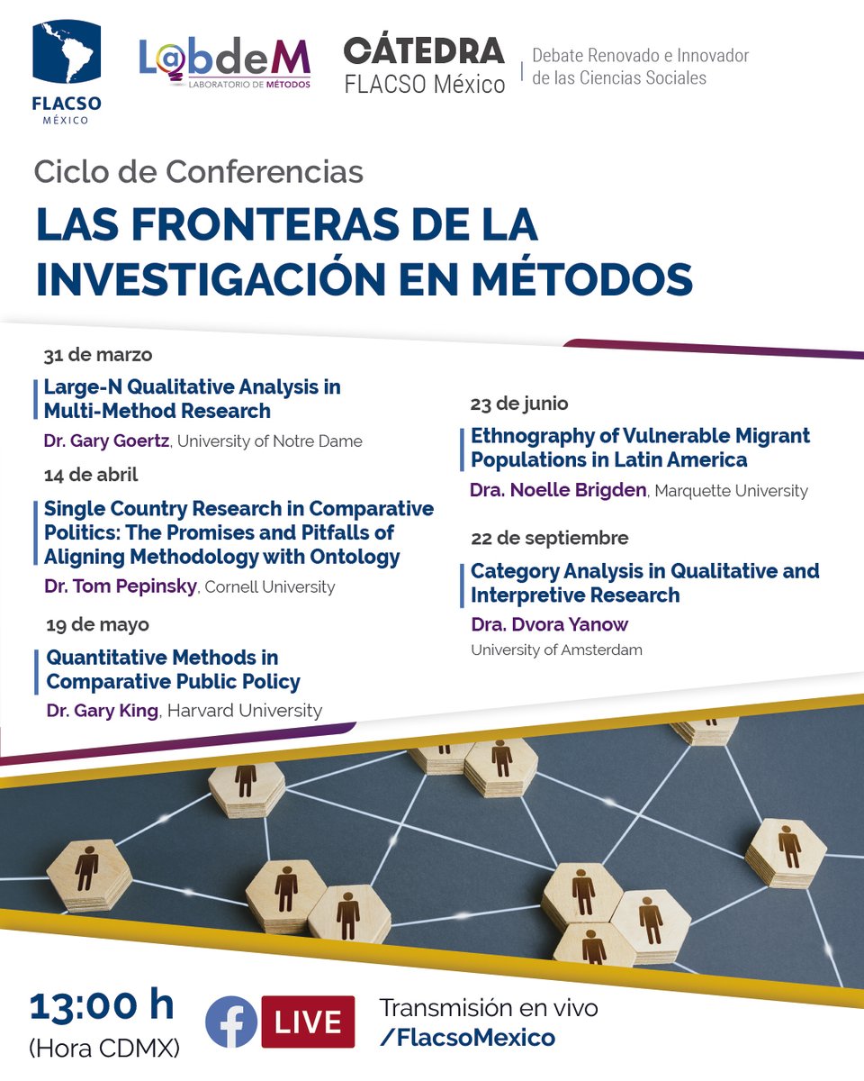 FlacsoMx's tweet image. La #CátedraFLACSOMéxico y el #LabdeM presentan el ciclo de conferencias: Las Fronteras de la #Investigación en #Métodos conformado por cinco sesiones con reconocidos exponentes a nivel internacional.

Sigue las sesiones en bit.ly/FBFlacsoMx.

Consulta el calendario ⬇️