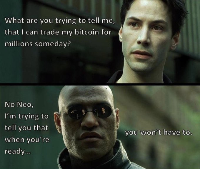 <a href="/Jason/">@jason</a> If I was mostly in fiat you’d say I don’t have skin in the game.

If I was mostly in Bitcoin you’d say I have conflict of interest.

I’m not sure how to prove motivation to you or anyone other than a commitment not to sell BTC for USD.

It’s this meme, but real.

That’s what the