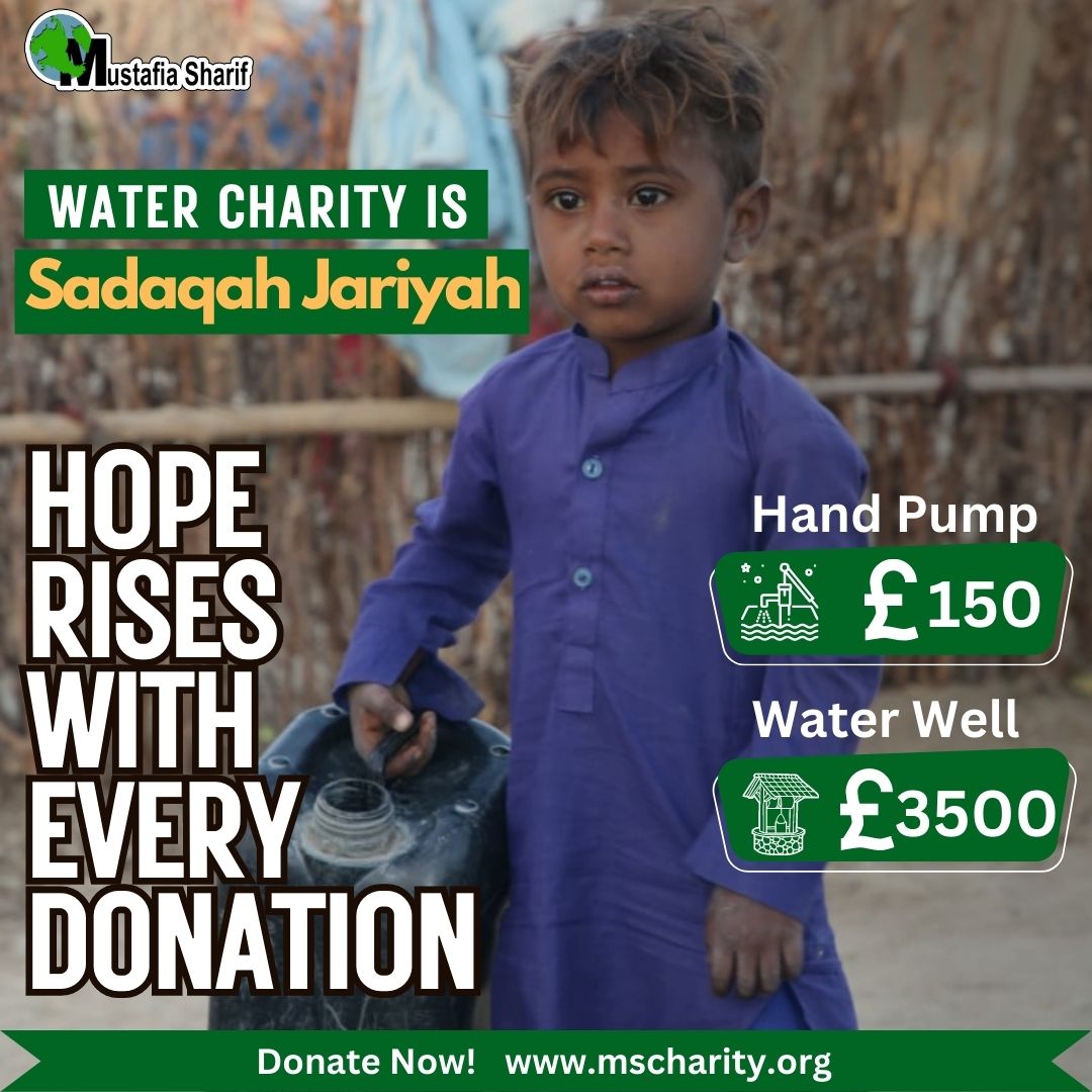 MustafiaSharif's tweet image. Except for #SadqahJariyah, deeds come to an end.

The charity of water  is the best charity and a great gift for those who are deprived of this blessing.

In this #Ramadan, let us remember our brothers and sisters who are in dire need of water.

#water #MustafiaSharifCharity
