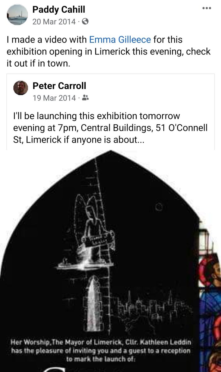 Somehow this was 9 years ago today. Researching all the buildings of religious denominations Limerick had past and present showed what a wonderfully diverse place it is. Launch of my book Limerick City of Churches with guest speaker Peter Carroll of SAUL <a href="/UL/">University Of Limerick</a>. Film by <a href="/CahillPaddy/">Paddy Cahill</a>