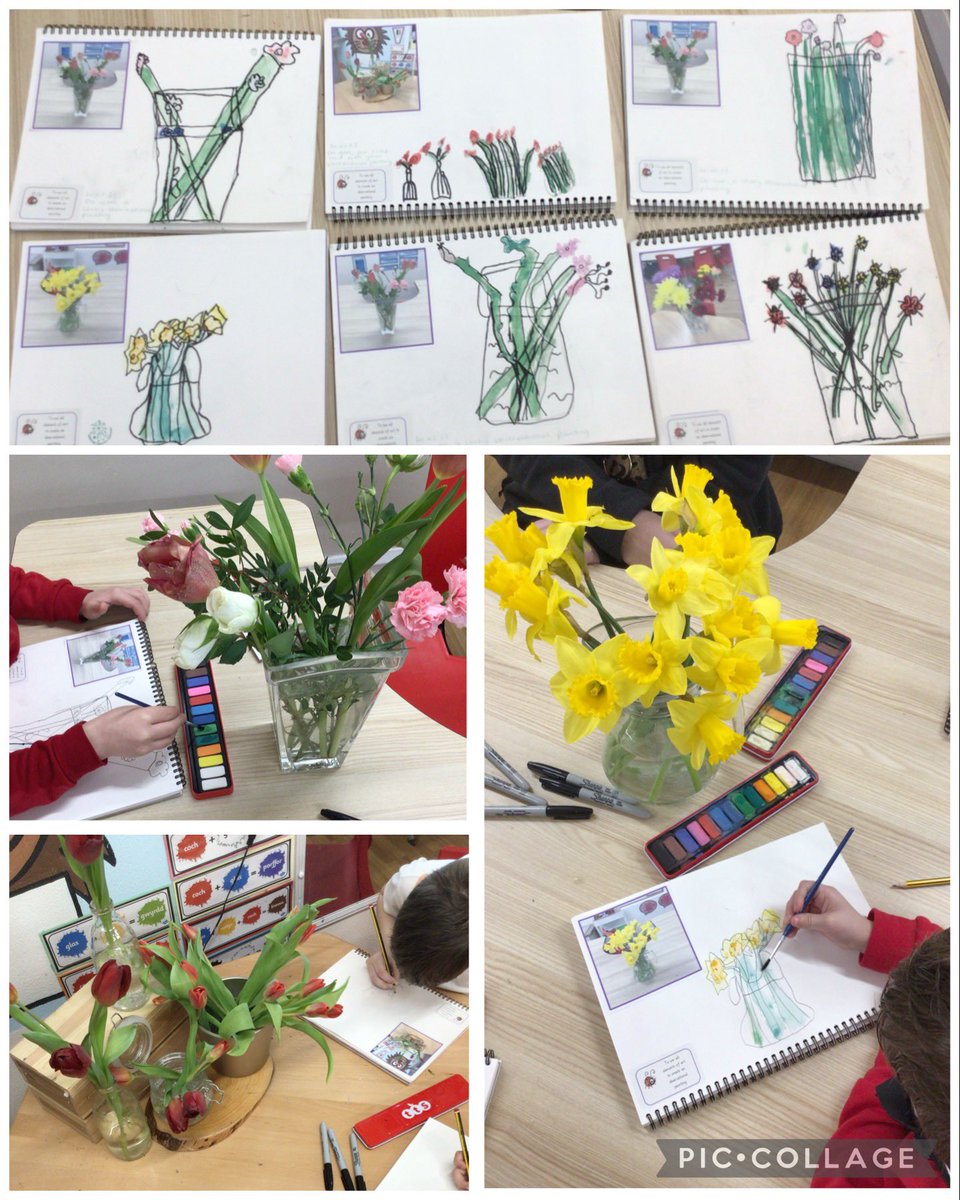 MissAmbrosen's tweet photo. Lovely observational paintings of spring flowers using line and tone today in Y2 🌷🌼 https://t.co/4NtiVZdKR8