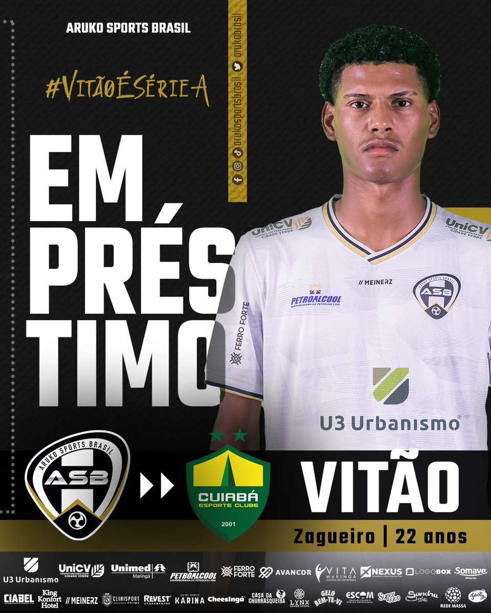 ogalomaringa's tweet photo. O Aruko Sports Brasil acertou o empréstimo do zagueiro Vitão para o @CuiabaEC , clube da primeira divisão do Campeonato Brasileiro. O melhor defensor do Paranaense 2023 é Série A!

Saiba mais detalhes: https://t.co/usjeZhwIBM

#ArukoNaElite #VitãoÉSérieA https://t.co/DPzFkSpSKv