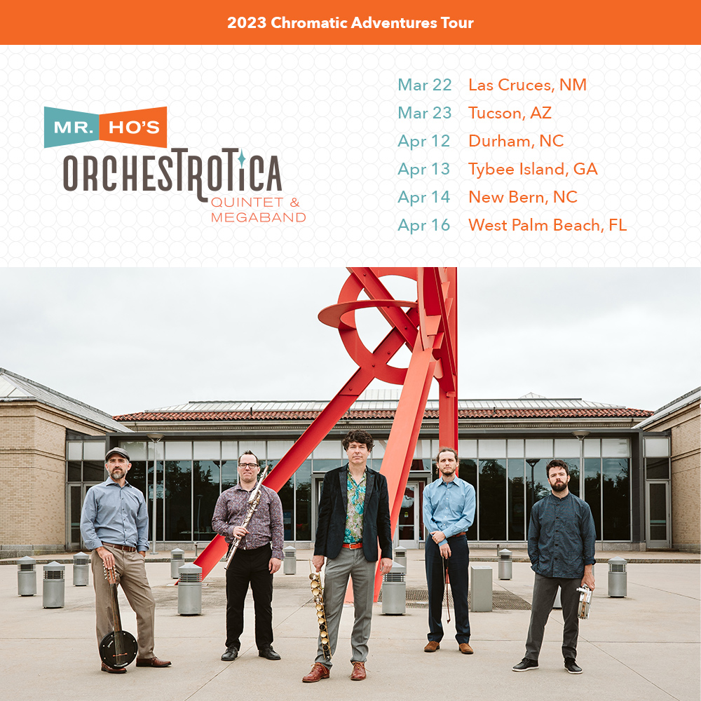 Our 2023 Tour starts this week with 3/22 in Las Cruces, NM and 3/23 in Tucson, AZ. Don't miss! 7pm  in Tucson almost sold out. Full update + tix at  orchestrotica.ck.page/posts/hear-us-…

 #exotica #globaljazz #tiki #chambermusic
