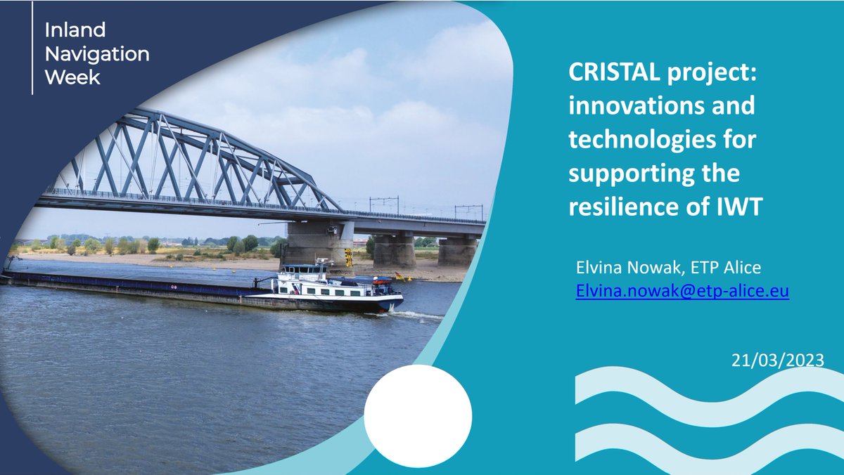 <a href="/ProjectCristal/">CRISTAL Project</a> will attend the Inland navigation week 2023. Partners Elvina NOWAK, ALICE will attend the event in #brussels. Tadeusz Rudnicki Łukasiewicz and Tomasz Markowski Łukasiewicz from Ł-PIT will be responsible for the river buoy in polish pilot.Well done,<a href="/ProjectCristal/">CRISTAL Project</a>