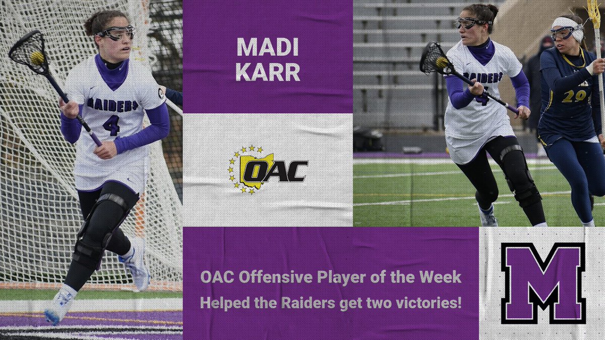 purpleraiders's tweet photo. Leah Shutts and Madi Karr Sweep OAC Women's Lacrosse Player's of the Week. #GoMountGo https://t.co/6GUJldN5Ji https://t.co/io1at5CCdM