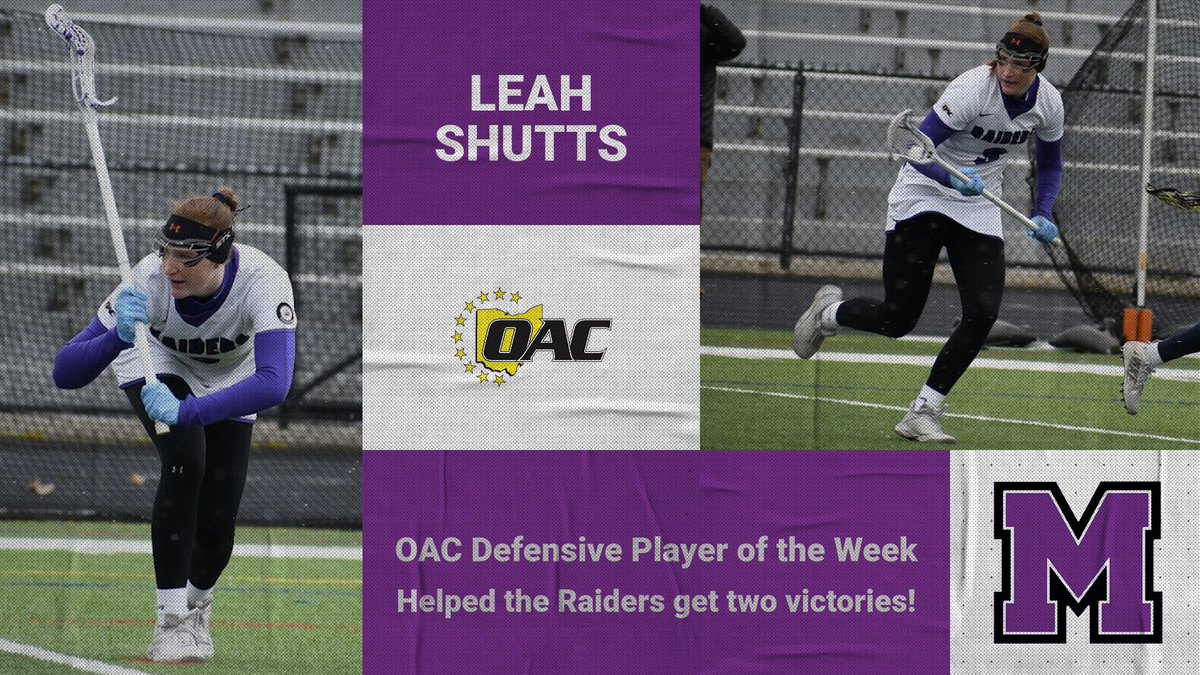 purpleraiders's tweet photo. Leah Shutts and Madi Karr Sweep OAC Women's Lacrosse Player's of the Week. #GoMountGo https://t.co/6GUJldN5Ji https://t.co/io1at5CCdM