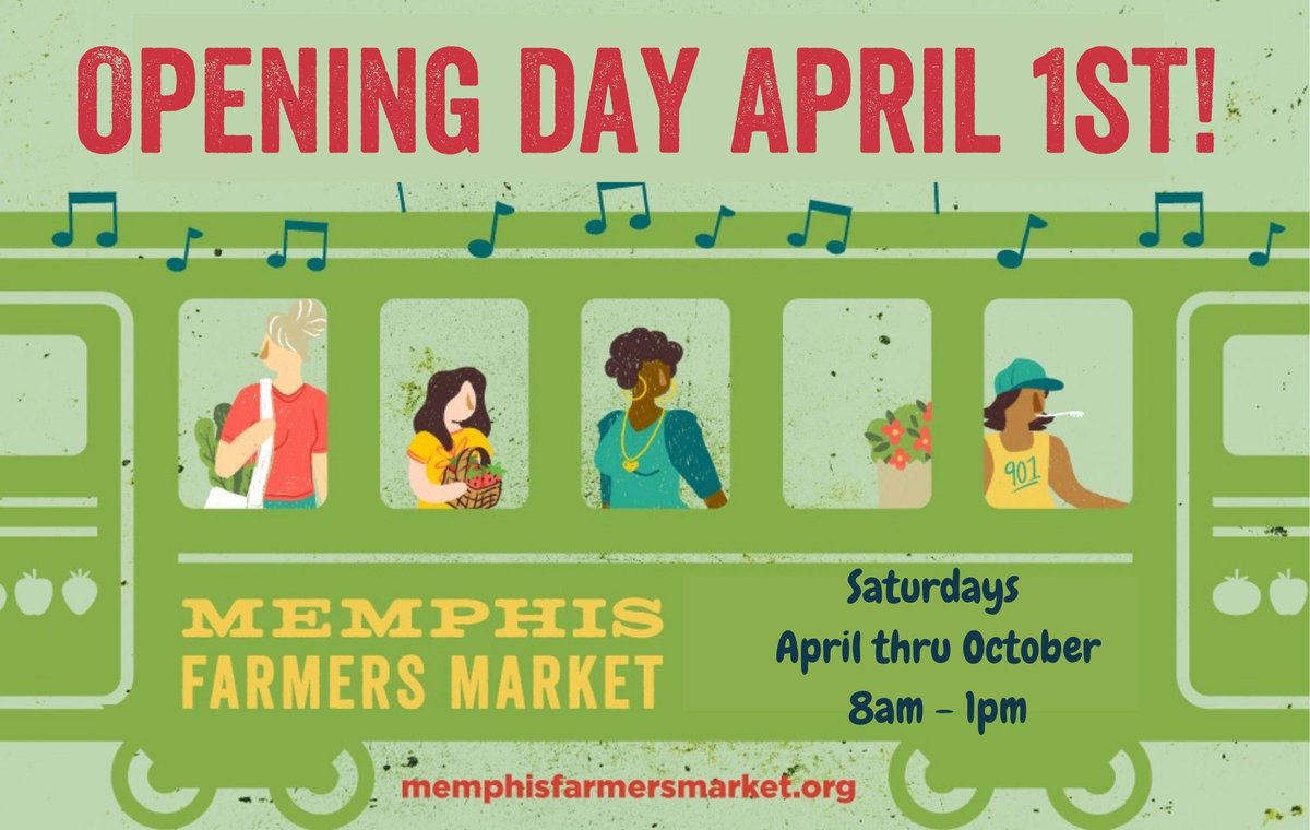 Hey y'all! The weather is finally warming up and the countdown is on! We can't wait to see everyone back at the market in April. Come kick off the 2023 season with us on Saturday April 1st. Open every Saturday at the corner of GE Patterson &amp; Front 

#memphisfarmersmarket